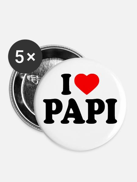 I love papi - Buttons klein 25 mm (5er Pack) - Weiß