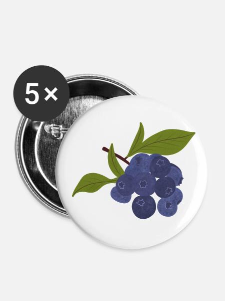 Isolierte Heidelbeere - Buttons klein 25 mm (5er Pack) - Weiß