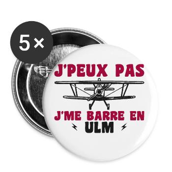 Flugzeug Humor Ulm - Buttons klein 25 mm (5er Pack) - Weiß - Vorne