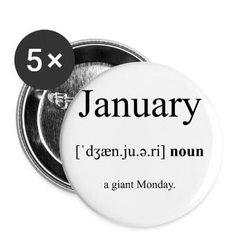 January (Januar) Definition Dictionary - Buttons small 1''/25 mm (5-pack) - white - Front