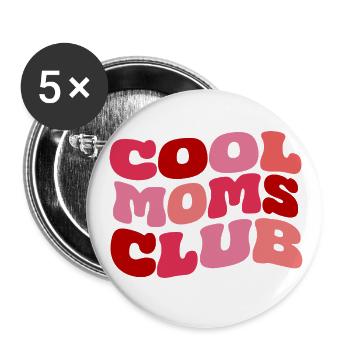 Club des mamans cool - Lot de 5 petits badges (25 mm) - blanc - Devant