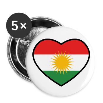 Drapeau du Kurdistan Bakur Bashur Rojava Rojhlt Newroz - Lot de 5 petits badges (25 mm) - blanc - Devant