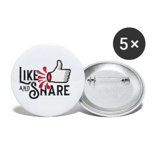 Like and share - Små knappar 25 mm (5-pack)