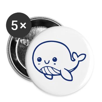 Süßer Wal Geschenk Idee blau - Buttons klein 25 mm (5er Pack) - Weiß - Vorne