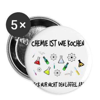 "La chimie, c'est comme cuisiner" Imprimé de laboratoire avec lettrage - Lot de 5 petits badges (25 mm) - blanc - Devant