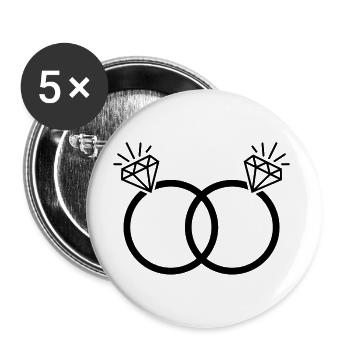 Alliances LGBT Mariage Enterrement de vie de garçon Couple Mariage gay Diamant - Lot de 5 petits badges (25 mm) - blanc - Devant