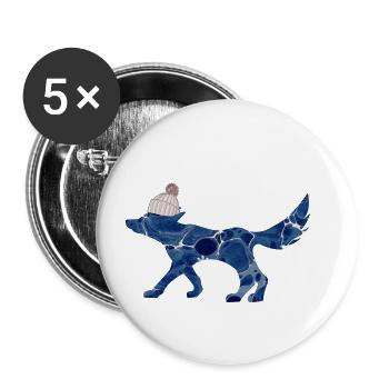 fuchs mit mütze e 12 - Buttons klein 25 mm (5er Pack) - Weiß - Vorne