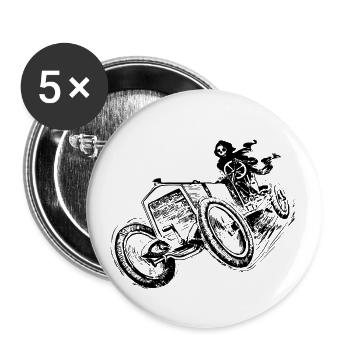 Bone car - Buttons small 1''/25 mm (5-pack) - white - Front
