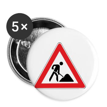 Construction de permis de conduire - Lot de 5 petits badges (25 mm) - blanc - Devant