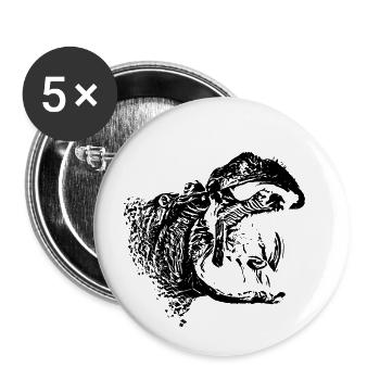 Nilpferd - Buttons klein 25 mm (5er Pack) - Weiß - Vorne