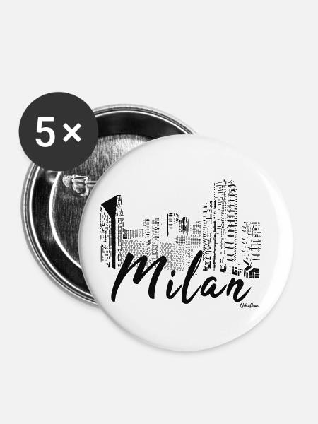 Skyline Milan als Geschenkidee - Buttons klein 25 mm (5er Pack) - Weiß