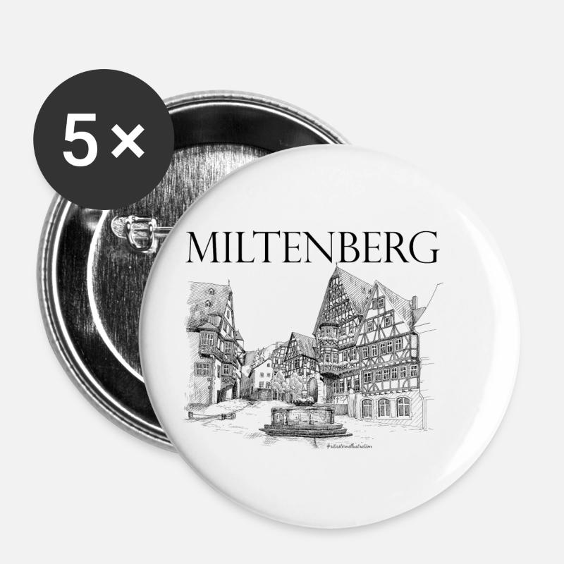 Miltenberg - Buttons klein 25 mm (5er Pack) - Weiß