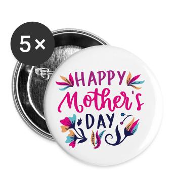 Fête des Mères - Lot de 5 petits badges (25 mm) - blanc - Devant