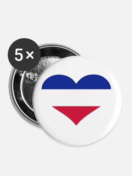 Niederlande - Buttons klein 25 mm (5er Pack) - Weiß