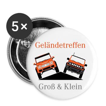 Gross & Klein Geländewagen Treffen - Buttons klein 25 mm (5er Pack) - Weiß - Vorne