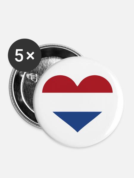Niederlande - Buttons klein 25 mm (5er Pack) - Weiß