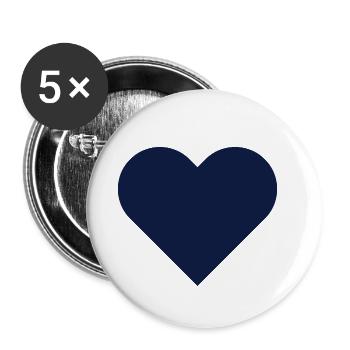 HEART dark blue - Buttons small 1''/25 mm (5-pack) - white - Front
