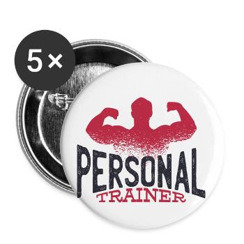 Krafttraining personal trainer Fitnesstrainer Gym - Buttons klein 25 mm (5er Pack) - Weiß - Vorne