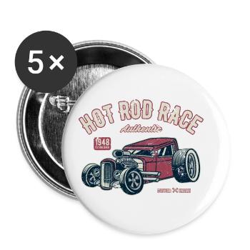 HOTROD HOT ROD RETRO VINTAGE HOTRODS MUSCLE MOTIV - Buttons klein 25 mm (5er Pack) - Weiß - Vorne