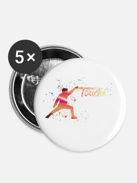 fechten,touché,fechter,fechtsport,rot - Buttons klein 25 mm (5er Pack) - Weiß