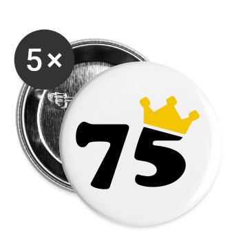75 Krone 75. Geburtstag 75 Jahre - Buttons klein 25 mm (5er Pack) - Weiß - Vorne