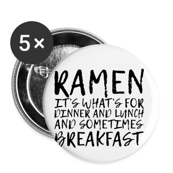 Ramen, pour le dîner et le déjeuner et le petit-déjeuner 4 - Lot de 5 petits badges (25 mm) - blanc - Devant