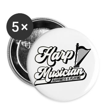 Harfenmusiker Harfenspieler Harfe | Farbe änderbar - Buttons klein 25 mm (5er Pack) - Weiß - Vorne