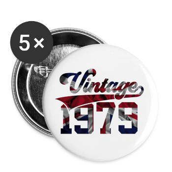 VINTAGE 1979 UK 47TH BIRTHDAY - Buttons small 1''/25 mm (5-pack) - white - Front