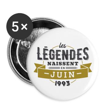 Les légendes naissent en juin 1993 anniversaire - Lot de 5 petits badges (25 mm) - blanc - Devant