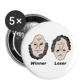 Winner Loser black - Buttons small 1''/25 mm (5-pack) - white - Front