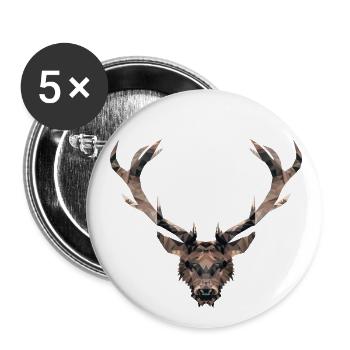 HIRSCH / POLYGON - Buttons klein 25 mm (5er Pack) - Weiß - Vorne