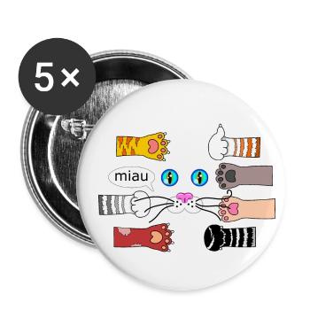 Cat Design Cat Pattes de chat Museau de chat - Lot de 5 petits badges (25 mm) - blanc - Devant