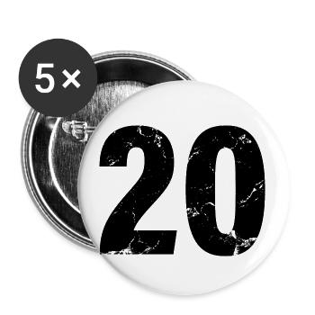 Cool Number 20 - 20 ans 20th Birthday Gift - Lot de 5 petits badges (25 mm) - blanc - Devant