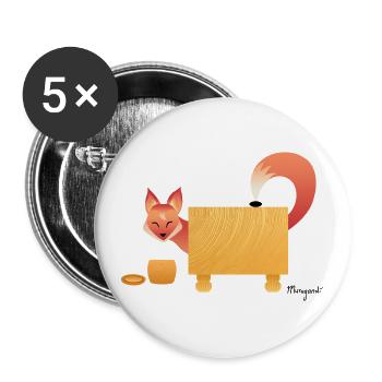 Cheeky Little Fox - Buttons small 1''/25 mm (5-pack) - white - Front