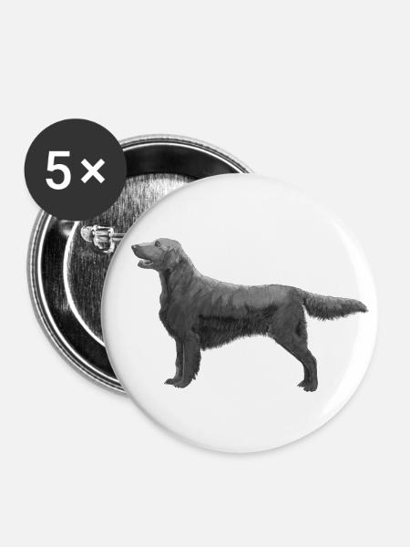 Flatcoated Retriever - Buttons klein 25 mm (5er Pack) - Weiß
