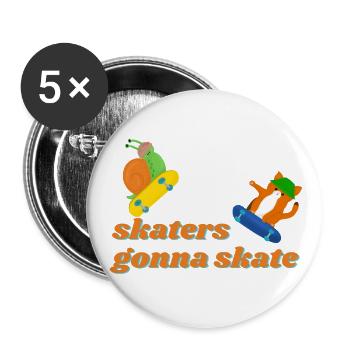 Les patineurs qui vont patiner - Lot de 5 petits badges (25 mm) - blanc - Devant