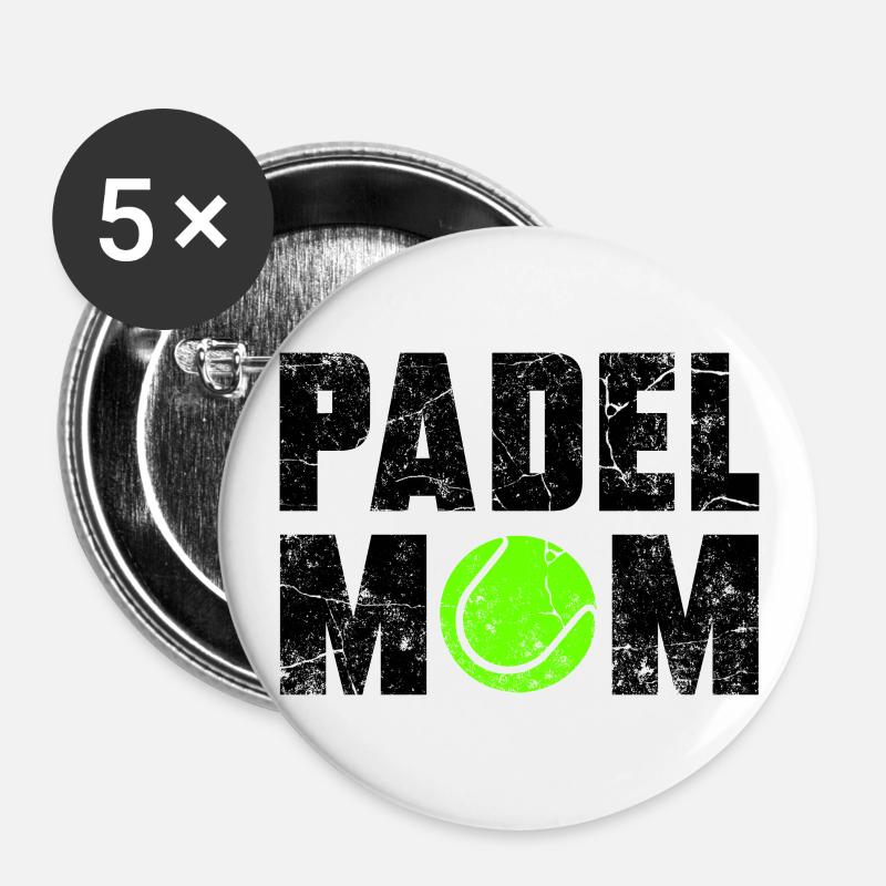 Padel Mom grunge - Lot de 5 petits badges (25 mm) - blanc