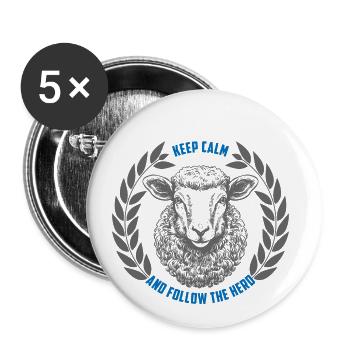 Les moutons restent calmes et suivent le troupeau - Lot de 5 petits badges (25 mm) - blanc - Devant