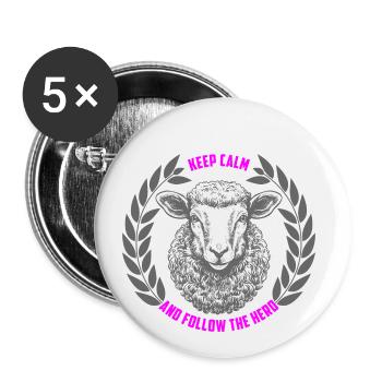 Sheep stay calm and follow the flock - Buttons small 1''/25 mm (5-pack) - white - Front