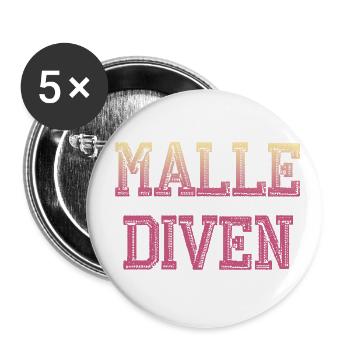 Malle Diven Shirt / Mallorca - Buttons klein 25 mm (5er Pack) - Weiß - Vorne