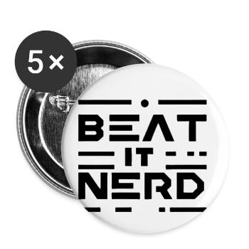 Battez-le Nerd 16 - Lot de 5 petits badges (25 mm) - blanc - Devant