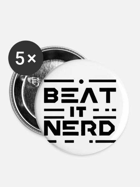 Beat it Nerd 16 - Buttons klein 25 mm (5er Pack) - Weiß