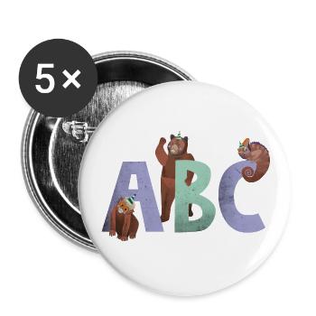 ABC - Einschulung - Buttons klein 25 mm (5er Pack) - Weiß - Vorne