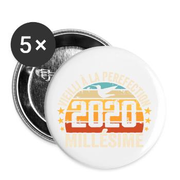 Jahrgang 2020 Retro Geburtstagsgeschenk 2020 - Buttons klein 25 mm (5er Pack) - Weiß - Vorne
