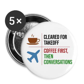 Contrôleur de la circulation aérienne Café ATC Aviation Humour - Lot de 5 petits badges (25 mm) - blanc - Devant