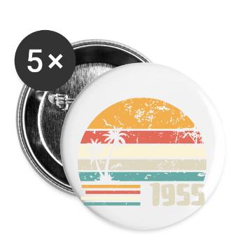1955 Cadeau Anniversaire - Made in 1955 Rétro 1955 - Lot de 5 petits badges (25 mm) - blanc - Devant