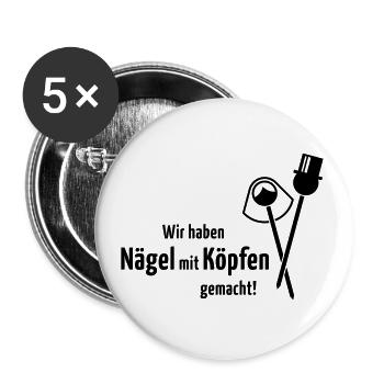 Wir Haben Nägel Mit Köpfen Gemacht! Hochzeit Black - Buttons klein 25 mm (5er Pack) - Weiß - Vorne