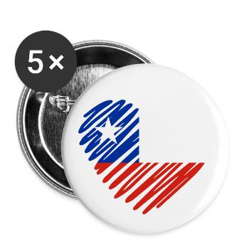 Chile Flagge Herz - Buttons klein 25 mm (5er Pack) - Weiß - Vorne