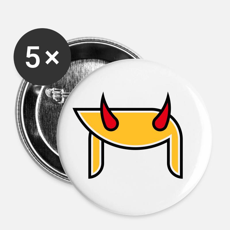 Donald  Horns (Hairstyle Devil Pop Art / 3C) - Buttons small 1''/25 mm (5-pack) - white
