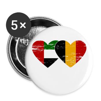United Arab Emirates Belgium Flag Heart - Buttons small 1''/25 mm (5-pack) - white - Front